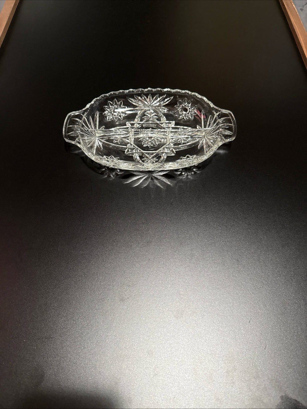 Vintage Anchor Hocking Clear Early American 2 part relish dish